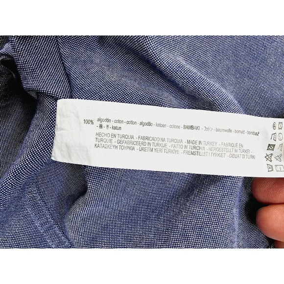 Zara Man Slim Fit Size 2XL Men's Blue Oxford Style Button Down Long Sleeve Shirt - Picture 6 of 9